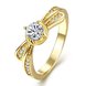 Wholesale Classic 24K Gold Geometric White CZ Ring TGGPR1365