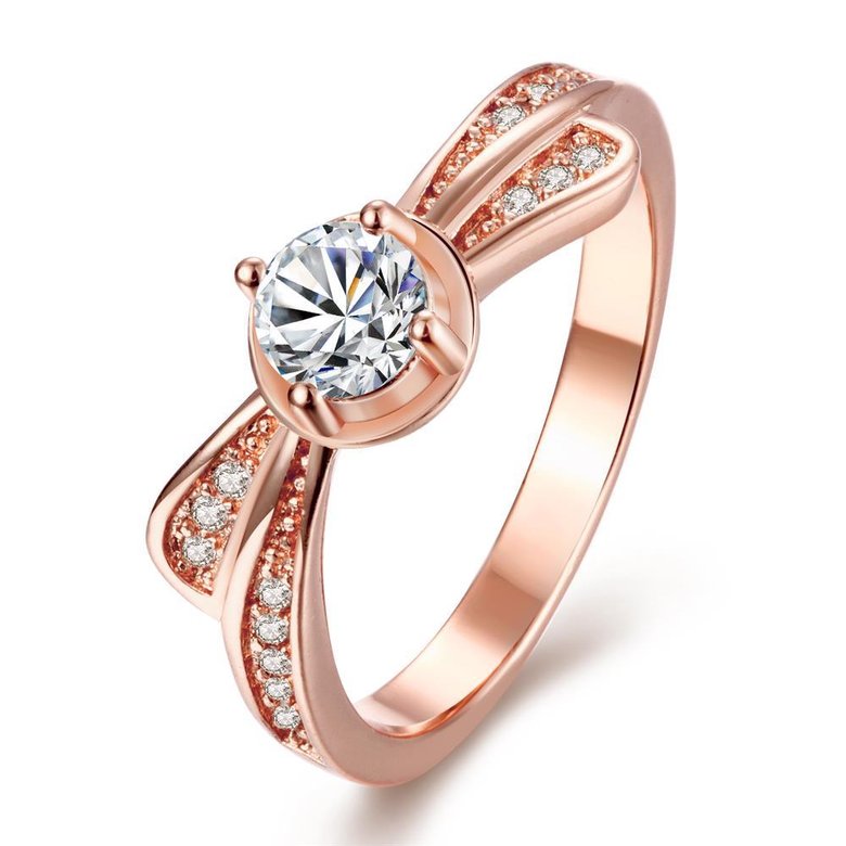 Wholesale Classic Rose Gold Geometric White CZ Ring TGGPR1370