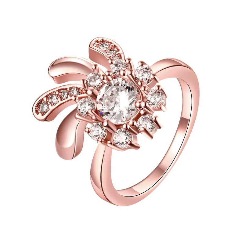 Wholesale Classic Rose Gold Plant White CZ Ring TGGPR1413