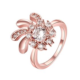 Wholesale Classic Rose Gold Plant White CZ Ring TGGPR1413