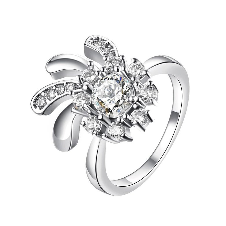 Wholesale Classic Platinum Plant White CZ Ring TGGPR1421