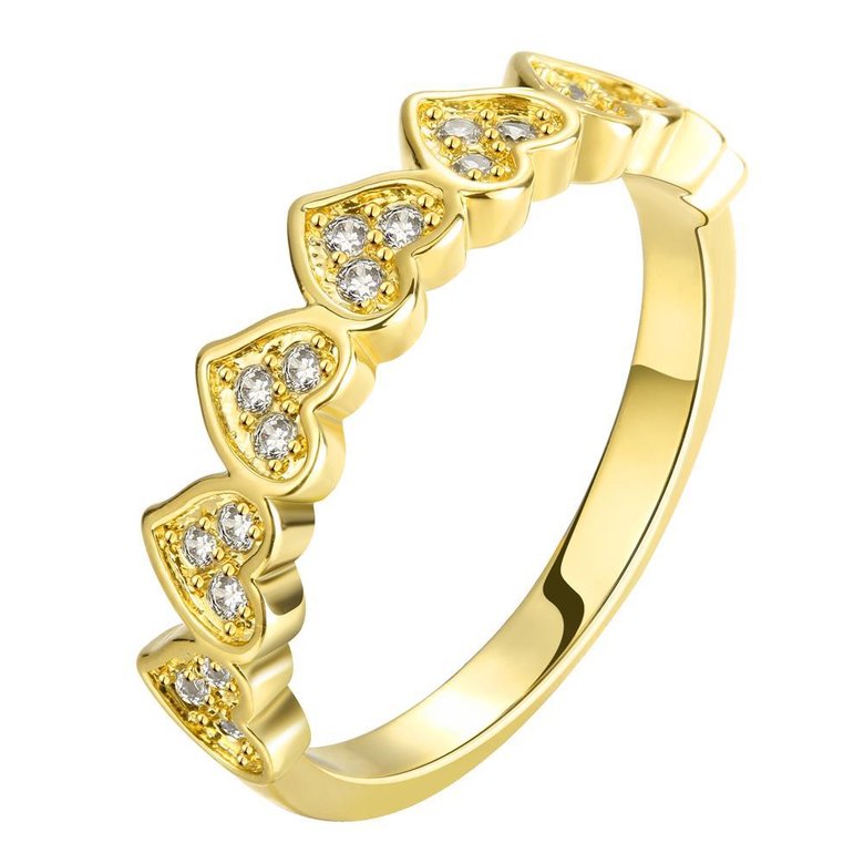 Wholesale Classic 24K Gold Heart White CZ Ring TGGPR1453