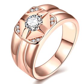 Wholesale Classic Rose Gold Geometric White CZ Ring TGGPR1473