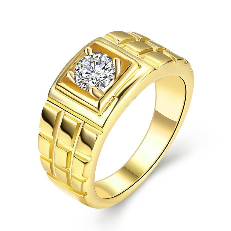 Wholesale Classic 24K Gold Geometric White CZ Ring TGGPR1502