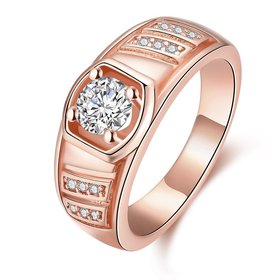 Wholesale Romantic  rose Gold Geometric White CZ Ring Luxury Diamond Fine Jewelry Wedding Anniversary Party  Gift TGGPR208