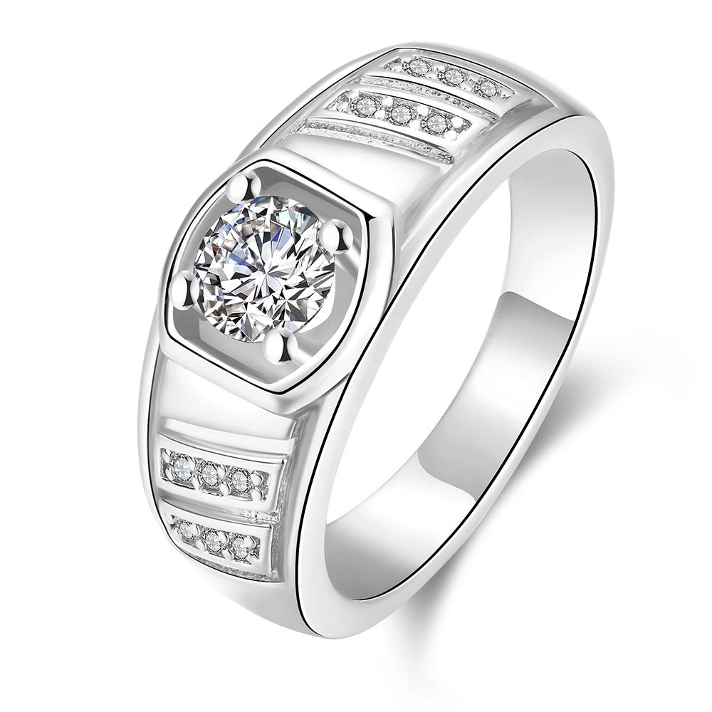 Wholesale Classic Platinum Geometric White CZ Ring Fine Jewelry Wedding Anniversary Party  Gift TGGPR215