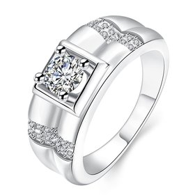 Wholesale Fashion hot sale jewelry China Casual/Sporty Platinum Geometric White CZ Ring TGGPR257