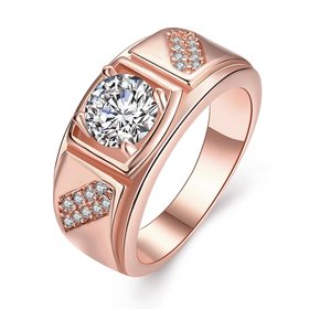 Wholesale Classic Rose Gold Geometric White CZ Ring Fashion Simple Stylish Jewelry TGGPR312