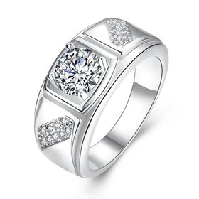 Wholesale Classic Platinum Geometric White CZ Ring Fashion Simple Stylish Jewelry TGGPR320