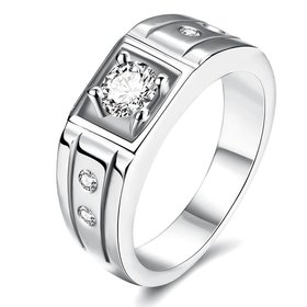 Wholesale Classic Romantic Platinum Geometric White CZ Ring for man Fashion Simple Stylish Jewelry TGGPR341