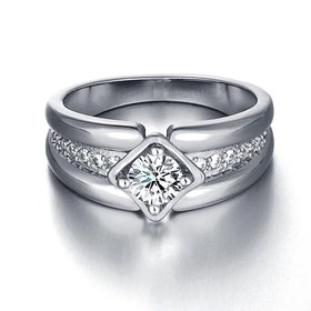 Wholesale Classic Romantic Platinum Geometric White CZ Ring for man Fashion Simple Stylish Jewelry TGGPR383