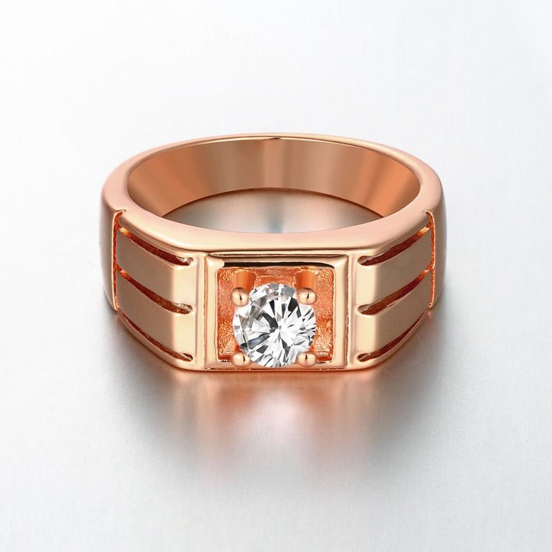 Wholesale Classic Rose Gold Geometric White CZ Ring TGGPR394