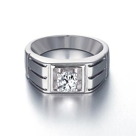 Wholesale Classic Romantic Platinum Geometric White CZ Ring for man Fashion Simple Stylish Jewelry TGGPR400