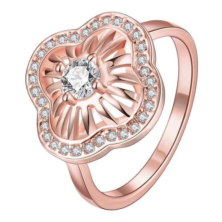 Wholesale Classic Rose Gold Plant White CZ Ring TGGPR435