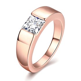 Wholesale Classic Rose Gold Geometric White CZ Ring TGGPR475