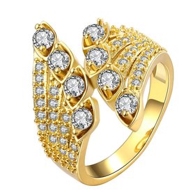 Wholesale Classic 24K Gold Geometric White CZ Ring TGGPR495