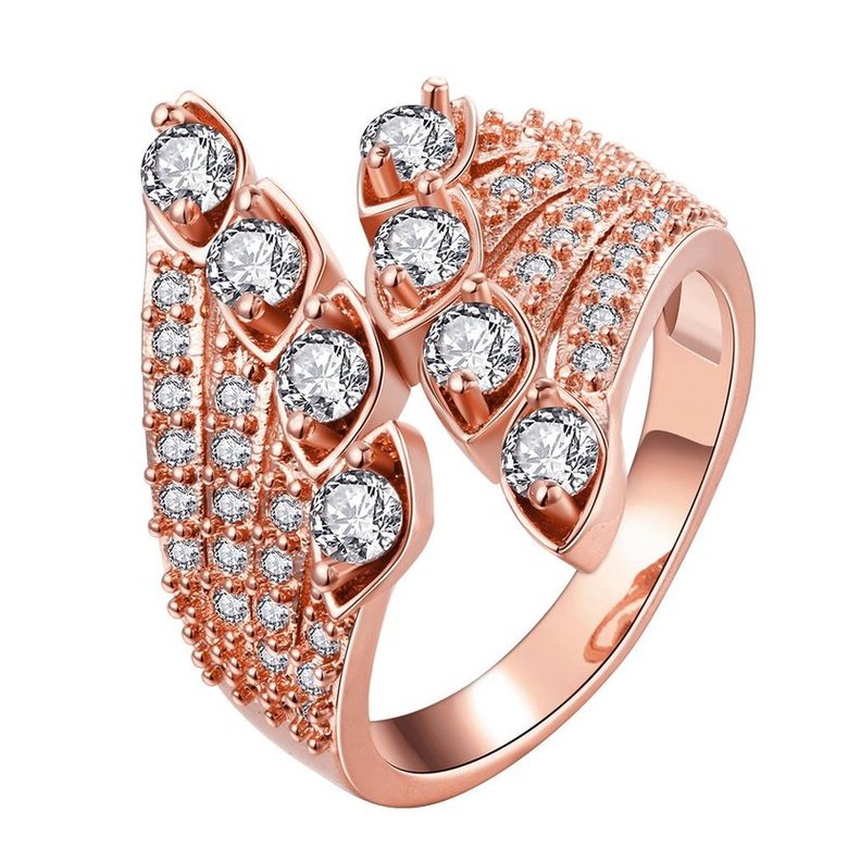 Wholesale Classic Rose Gold Geometric White CZ Ring TGGPR501