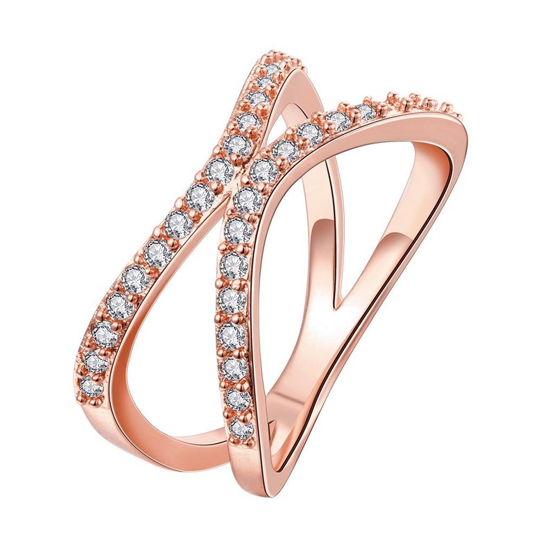 Wholesale Classic Rose Gold Geometric White CZ Ring TGGPR511