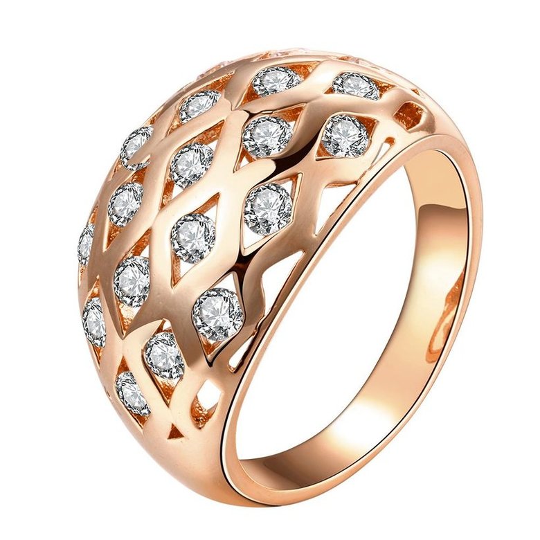 Wholesale Classic Rose Gold Round White CZ Ring TGGPR541
