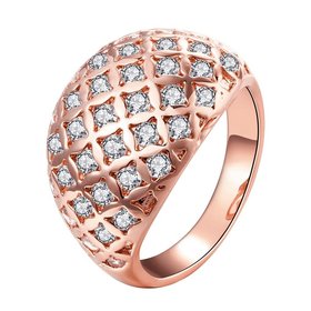 Wholesale Classic Rose Gold Geometric White CZ Ring TGGPR550