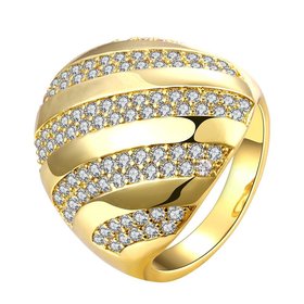 Wholesale Classic 24K Gold Water Drop White CZ Ring TGGPR554
