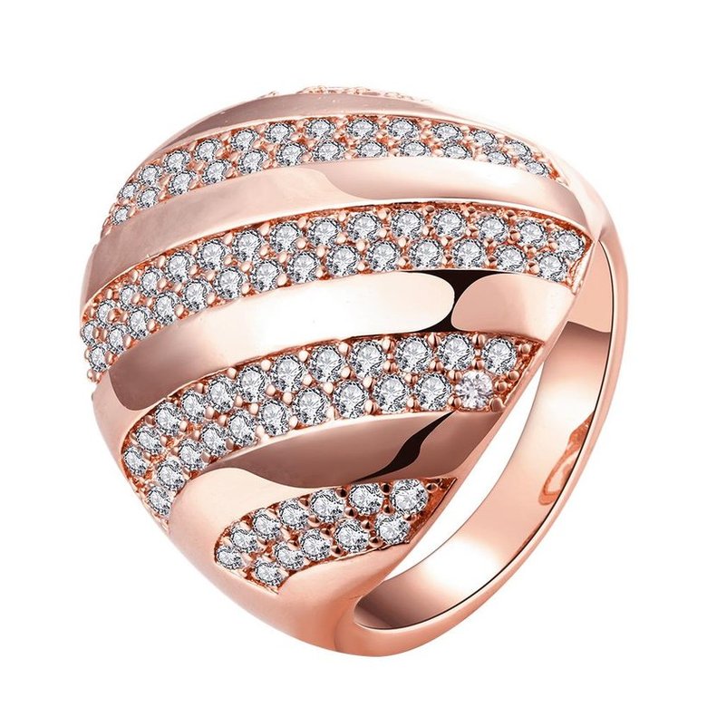 Wholesale Classic Rose Gold Round White CZ Ring TGGPR558