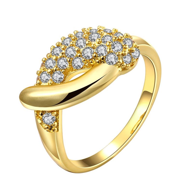 Wholesale Classic 24K Gold Water Drop White CZ Ring TGGPR563