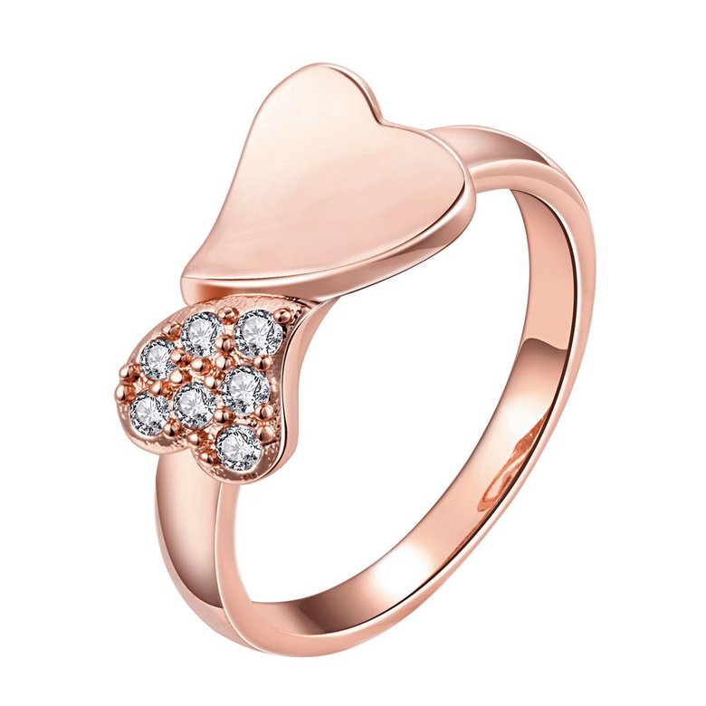 Wholesale Romantic Rose Gold Heart White CZ Ring TGGPR589