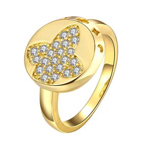 Wholesale Classic 24K Gold Round White CZ Ring TGGPR595