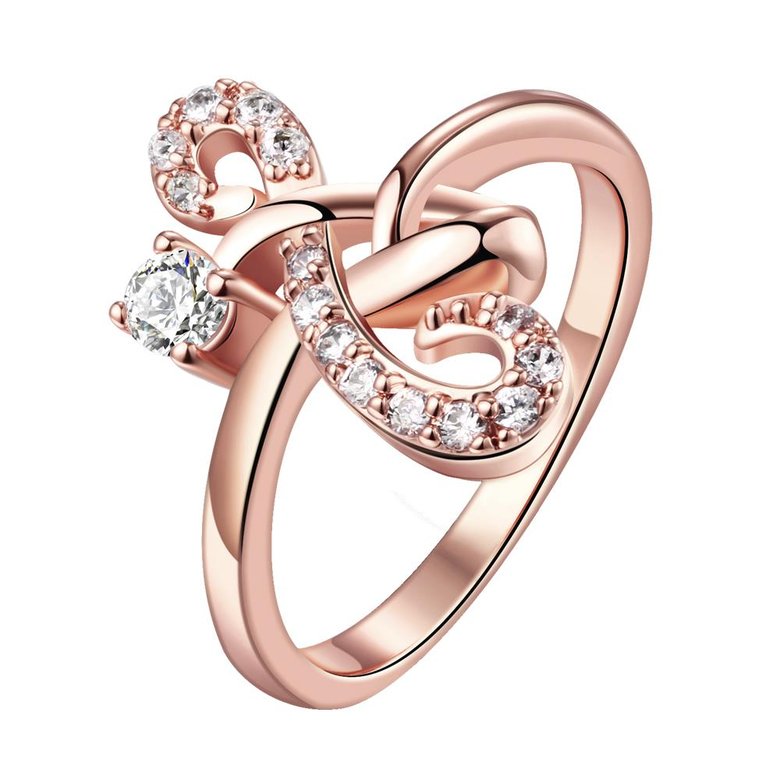 Wholesale Classic Rose Gold Geometric White CZ Ring TGGPR635