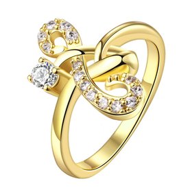 Wholesale Classic 24K Gold Geometric White CZ Ring TGGPR640