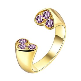 Wholesale Classic 24K Gold Round Purple CZ Ring TGGPR650