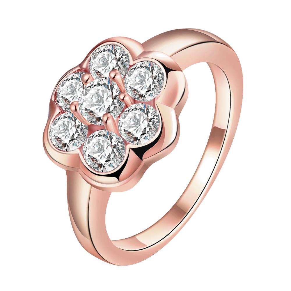 Wholesale Classic Rose Gold Plant White CZ Ring TGGPR654