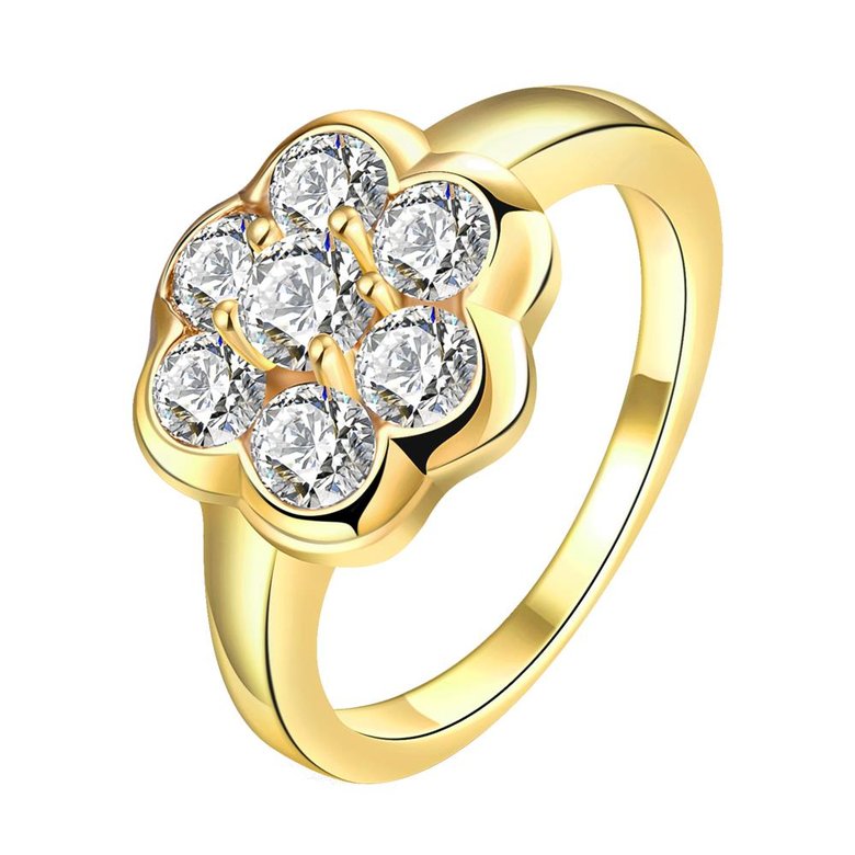 Wholesale Classic 24K Gold Plant White CZ Ring TGGPR659