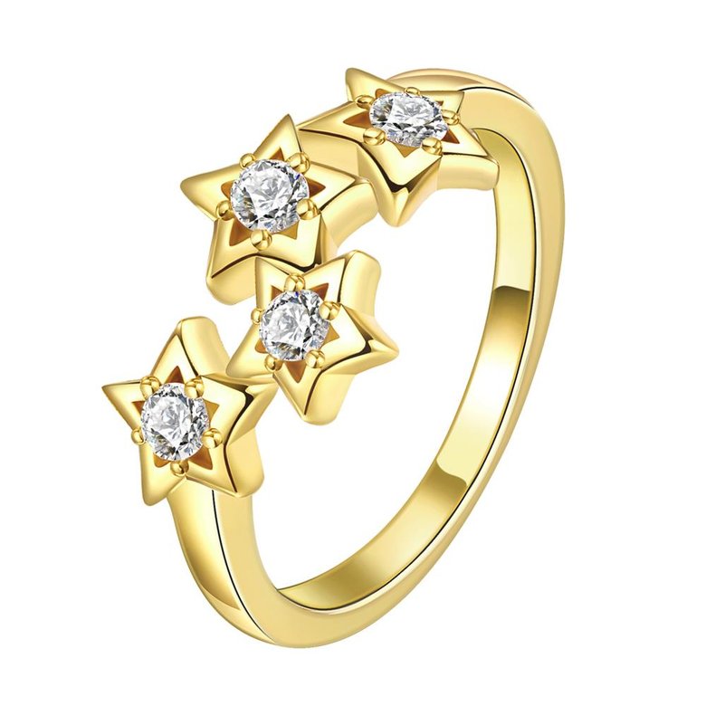 Wholesale Classic 24K Gold Plant White CZ Ring TGGPR669