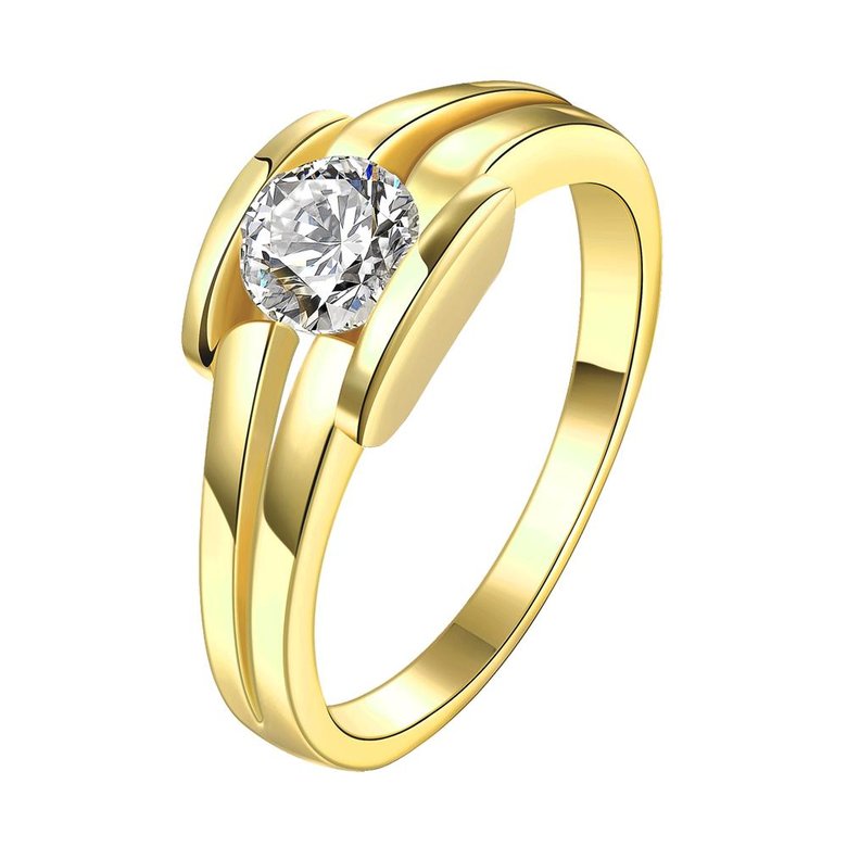 Wholesale Classic 24K Gold Geometric White CZ Ring TGGPR686