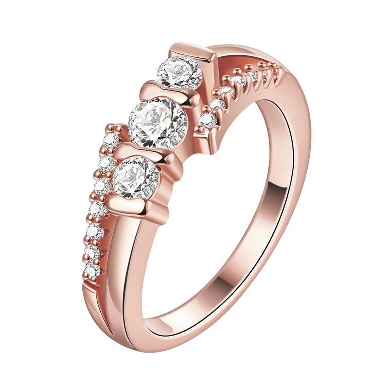 Wholesale Classic Rose Gold Geometric White CZ Ring TGGPR690