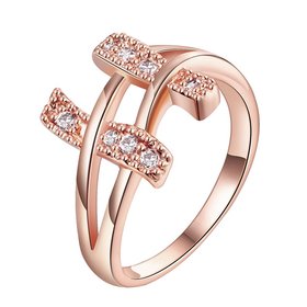 Wholesale Classic Rose Gold Geometric White CZ Ring TGGPR698