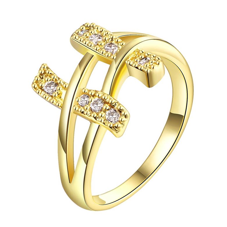 Wholesale Classic 24K Gold Geometric White CZ Ring TGGPR702