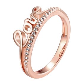 Wholesale Classic Rose Gold Letter White CZ Ring TGGPR706