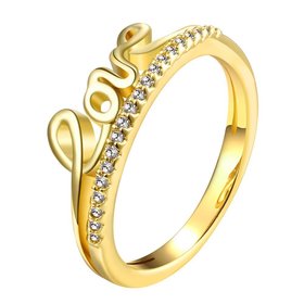 Wholesale Classic 24K Gold Letter White CZ Ring TGGPR710