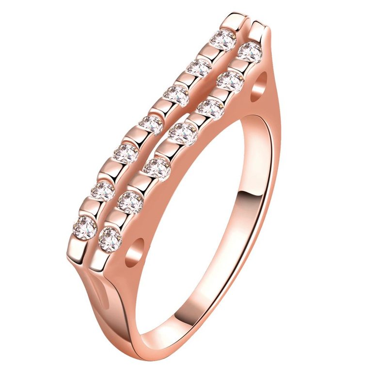 Wholesale Classic Rose Gold Geometric White CZ Ring TGGPR714