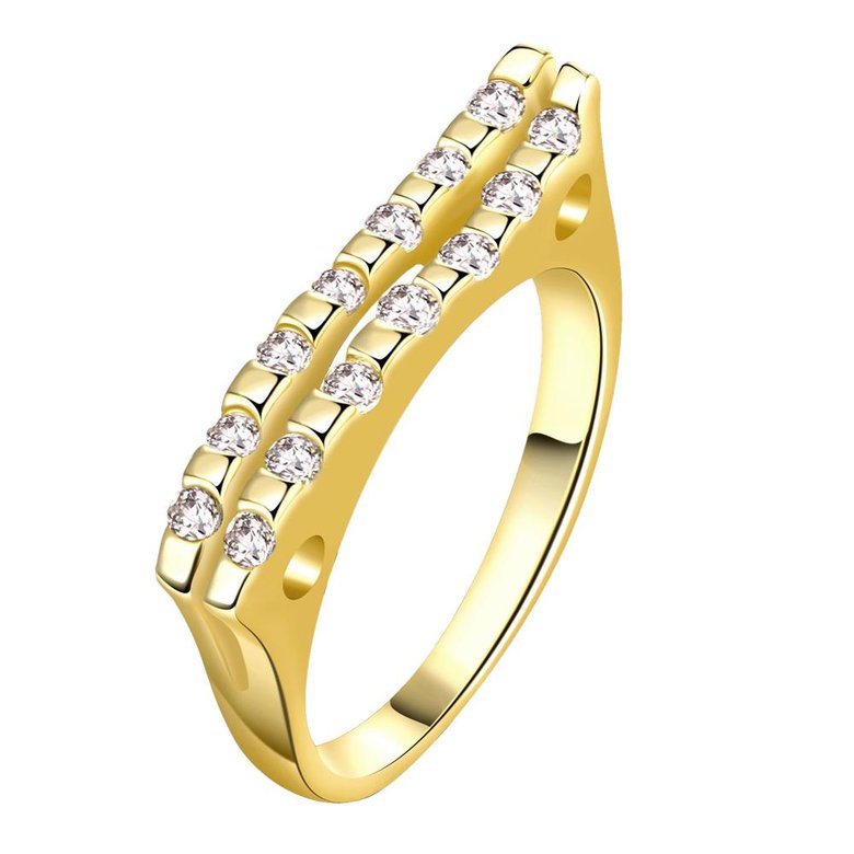 Wholesale Classic 24K Gold Geometric White CZ Ring TGGPR718