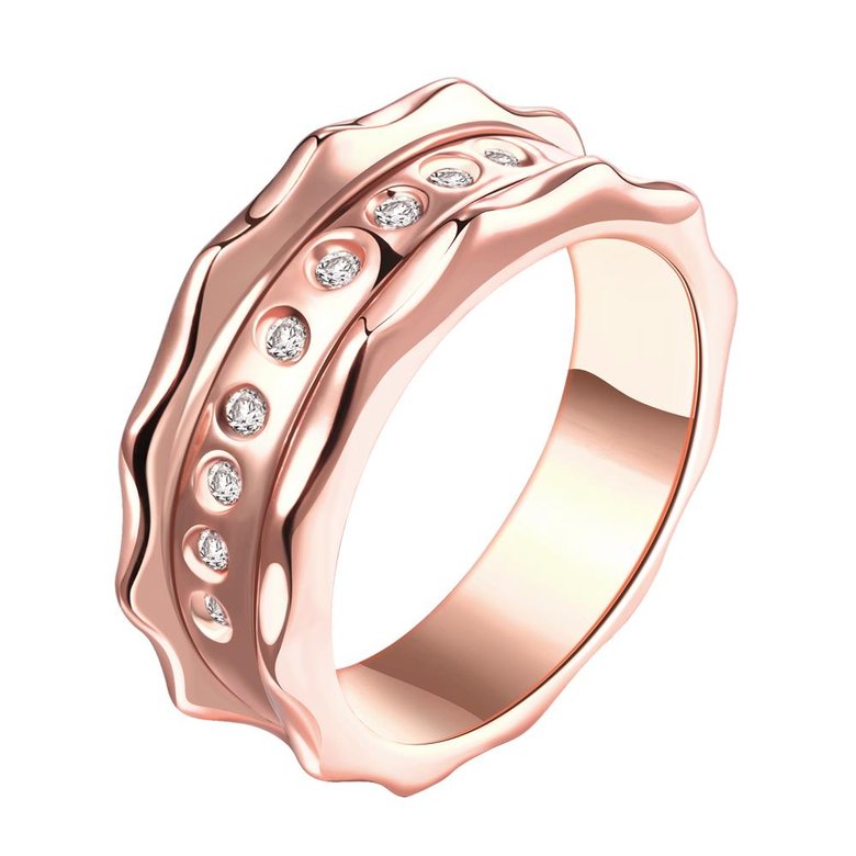 Wholesale Classic Rose Gold Geometric White CZ Ring TGGPR722