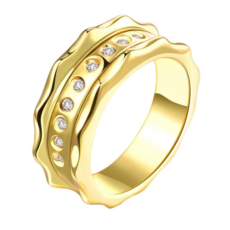 Wholesale Classic 24K Gold Geometric White CZ Ring TGGPR726