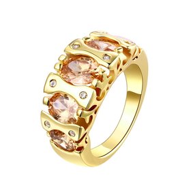 Wholesale Classic 24K Gold Geometric Brown CZ Ring TGGPR875