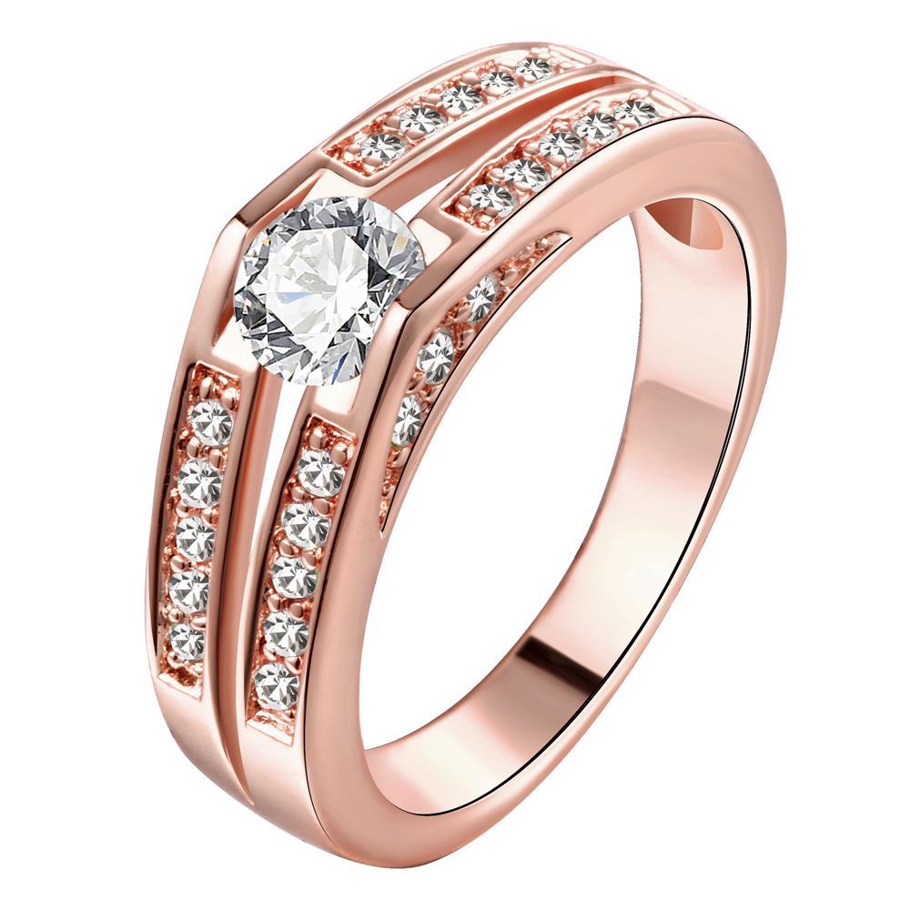 Wholesale Classic Rose Gold Round White CZ Ring TGGPR890