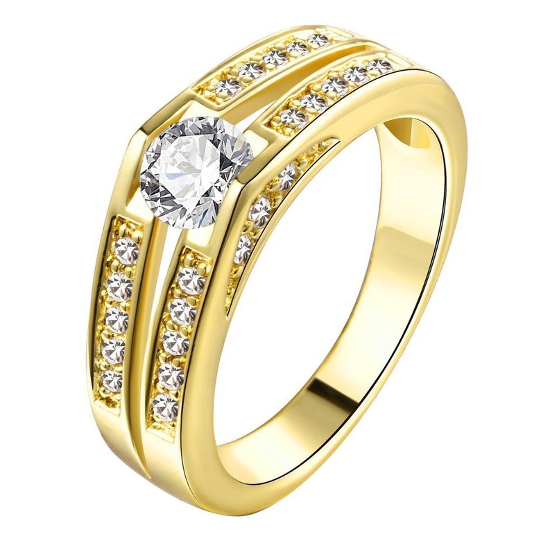Wholesale Classic 24K Gold Round White CZ Ring TGGPR895