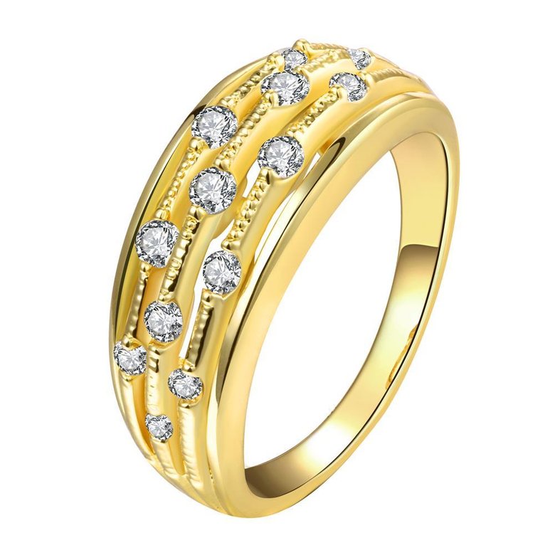 Wholesale Classic 24K Gold Geometric White CZ Ring TGGPR923