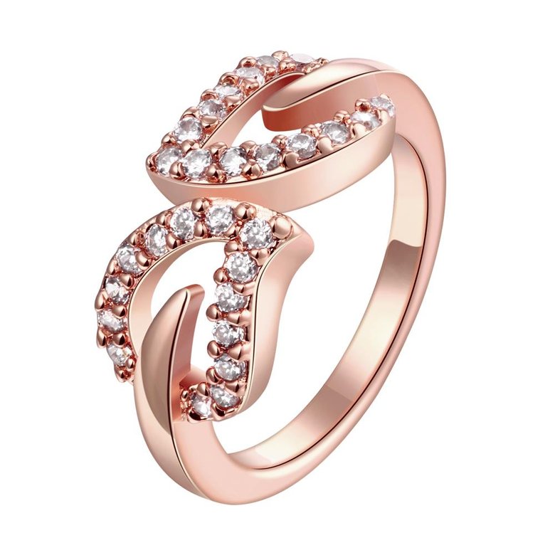 Wholesale Classic Rose Gold Geometric White CZ Ring TGGPR945